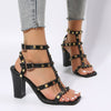 rivet square toe Buckle Strap Stiletto Sandals