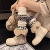 integrated winter fleece Platform Sheepskin Snow Boots Shoes